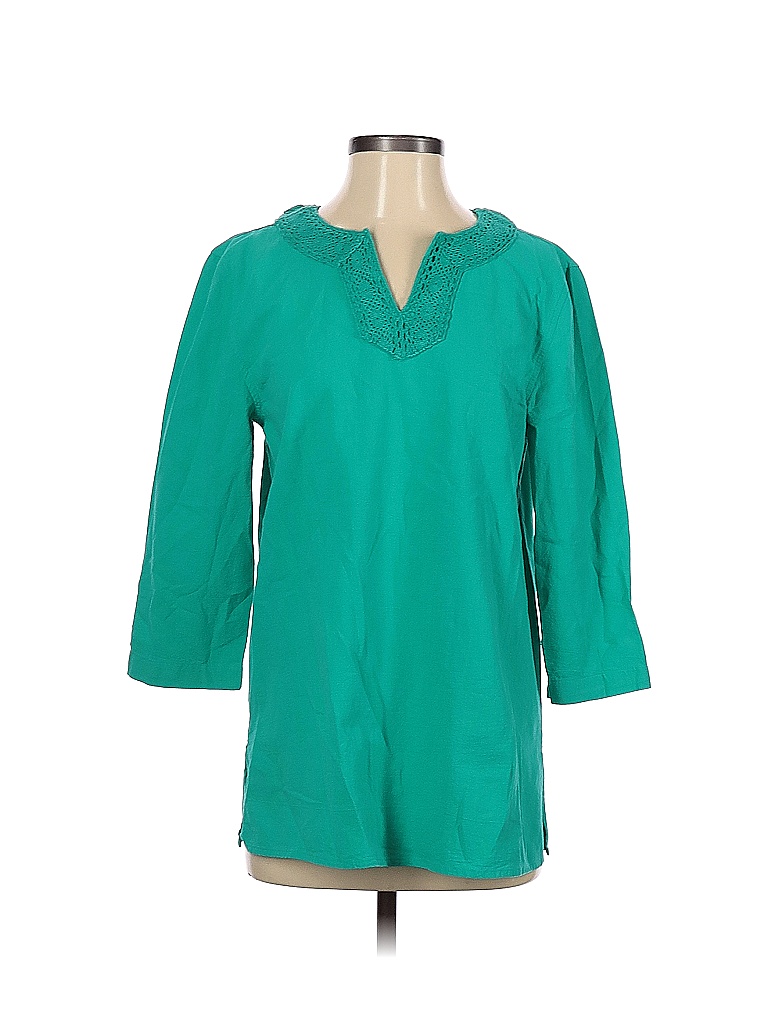 Appleseeds 100 Cotton Solid Blue 3/4 Sleeve Blouse Size S 80 off