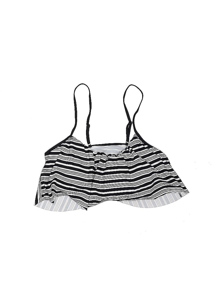 Pre-owned Unbranded Swimsuit Top Black Stripes Pattern Swimwear
