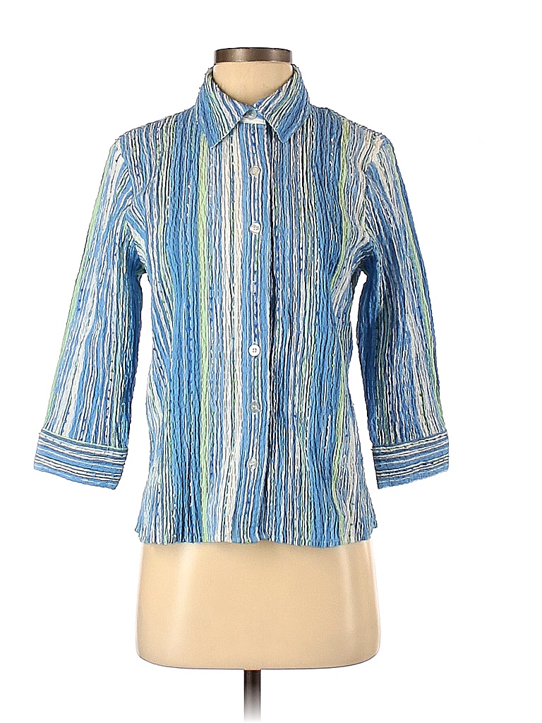 Breckenridge Stripes Blue 3/4 Sleeve Blouse Size S - 76% off | thredUP