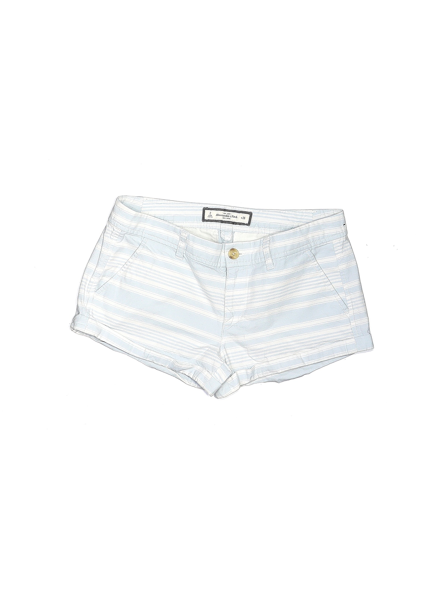 Cotton White Blue Khaki Shorts 26 Waist 