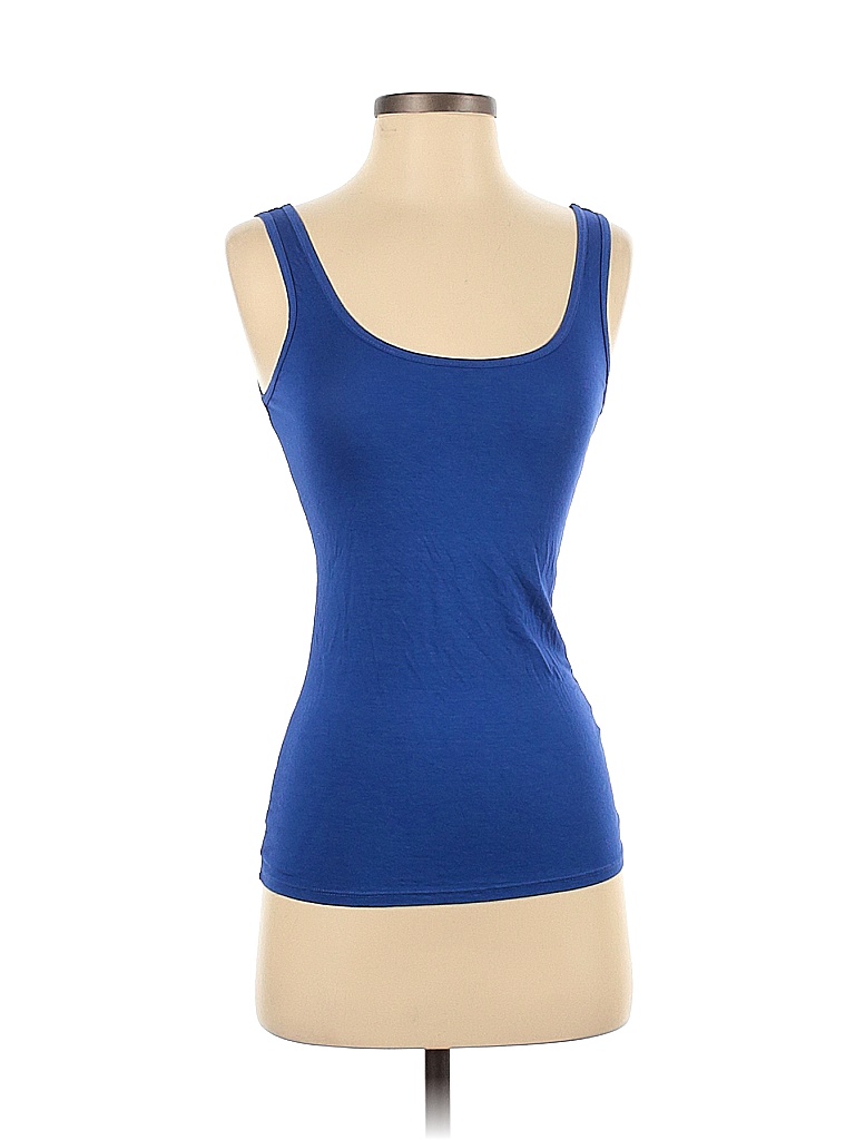 Three Dots Solid Blue Tank Top Size S - 73% off | thredUP