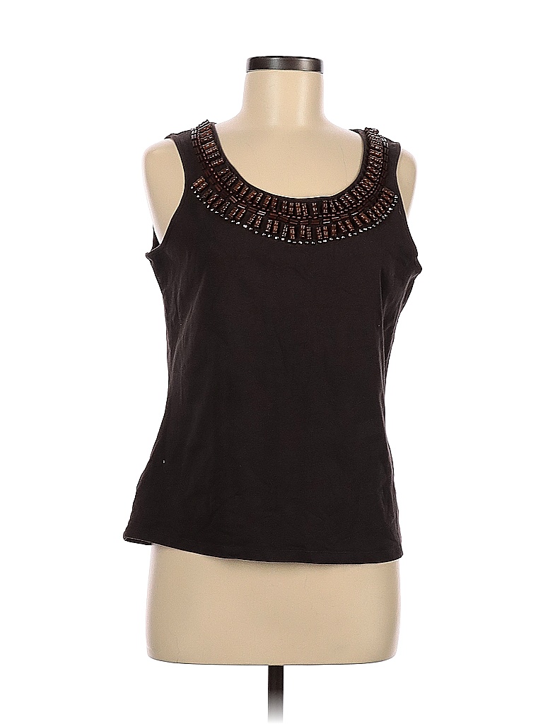 Peck & Peck Solid Black Brown Sleeveless Top Size M - 77% off | thredUP