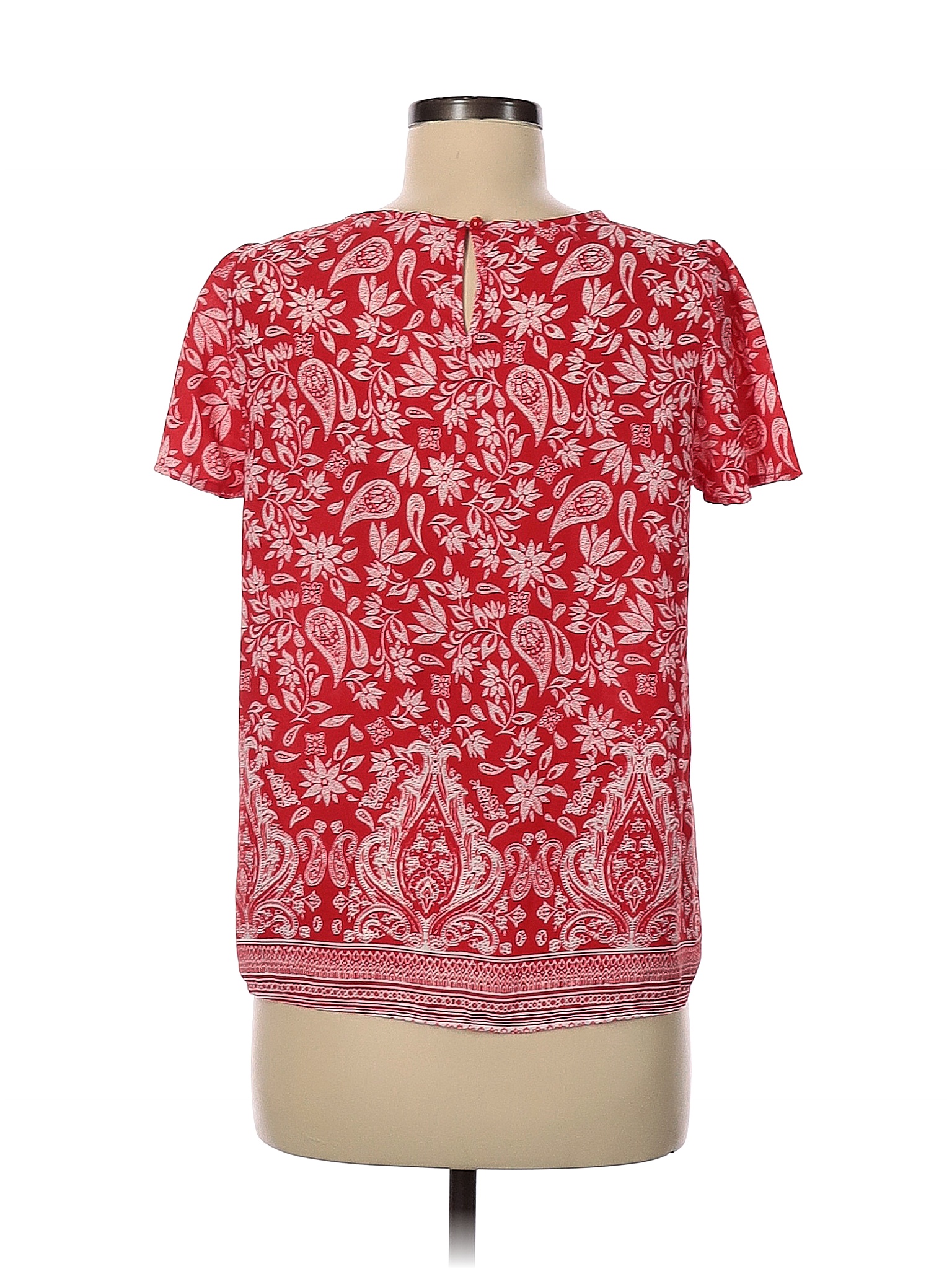Polyester Red Short Sleeve Blouse 
