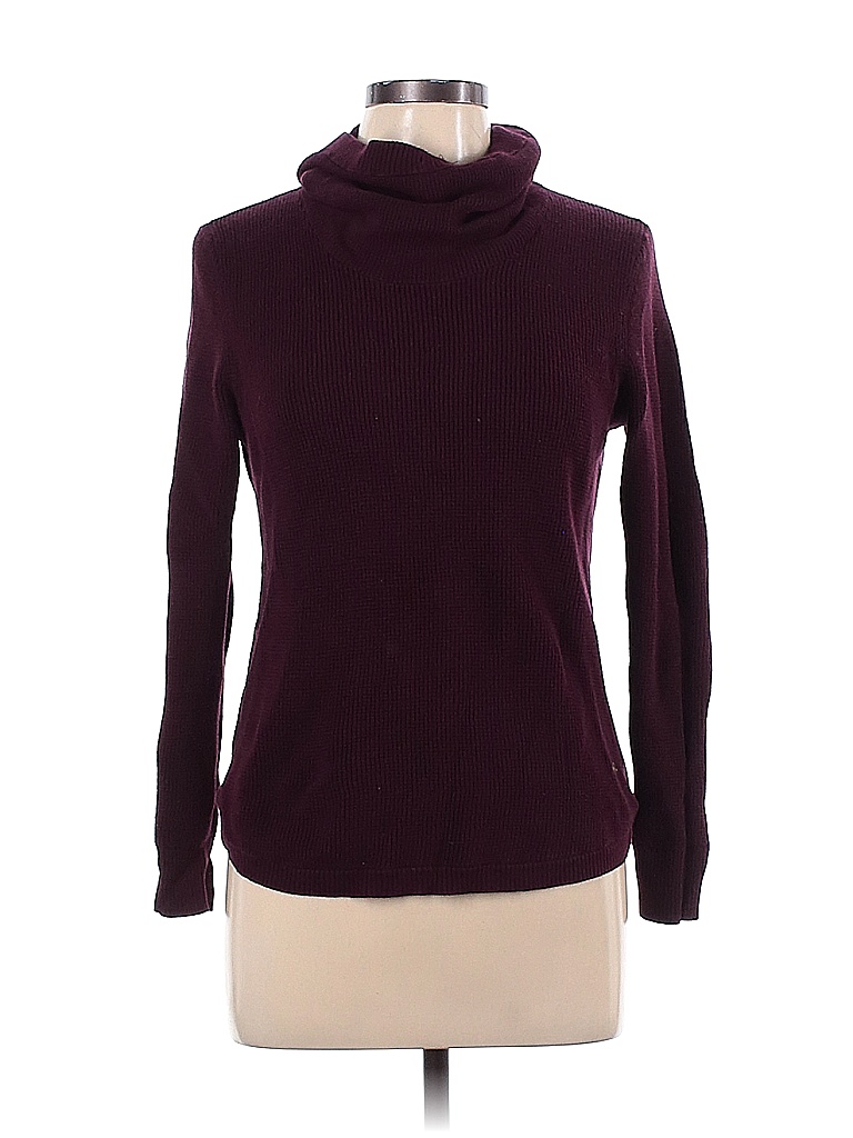 Lauren by Ralph Lauren 100% Cotton Solid Maroon Burgundy Turtleneck ...