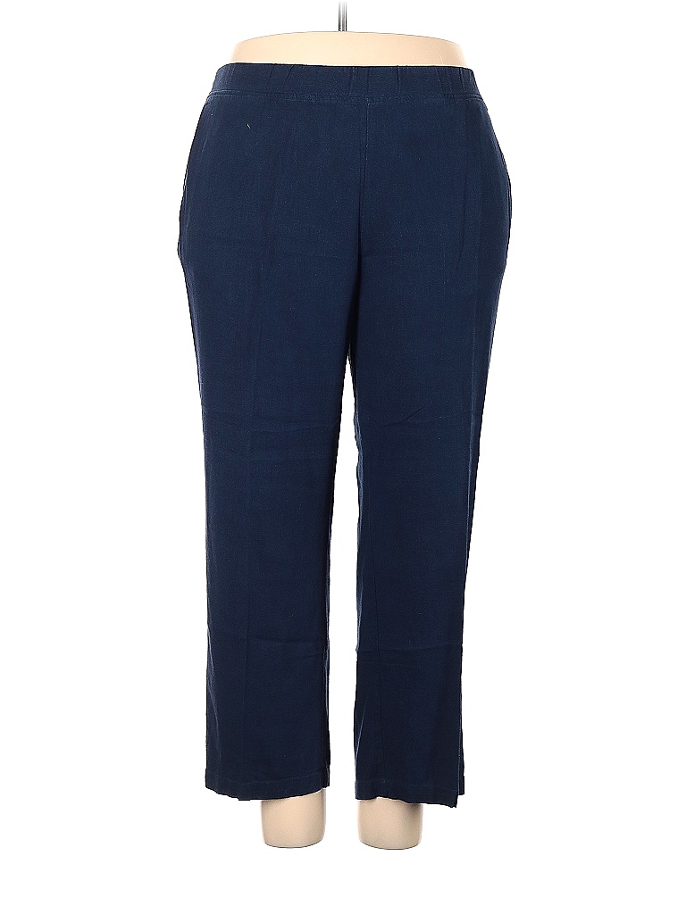 Woman Within Solid Blue Linen Pants Size 24W (Plus) 75 off thredUP