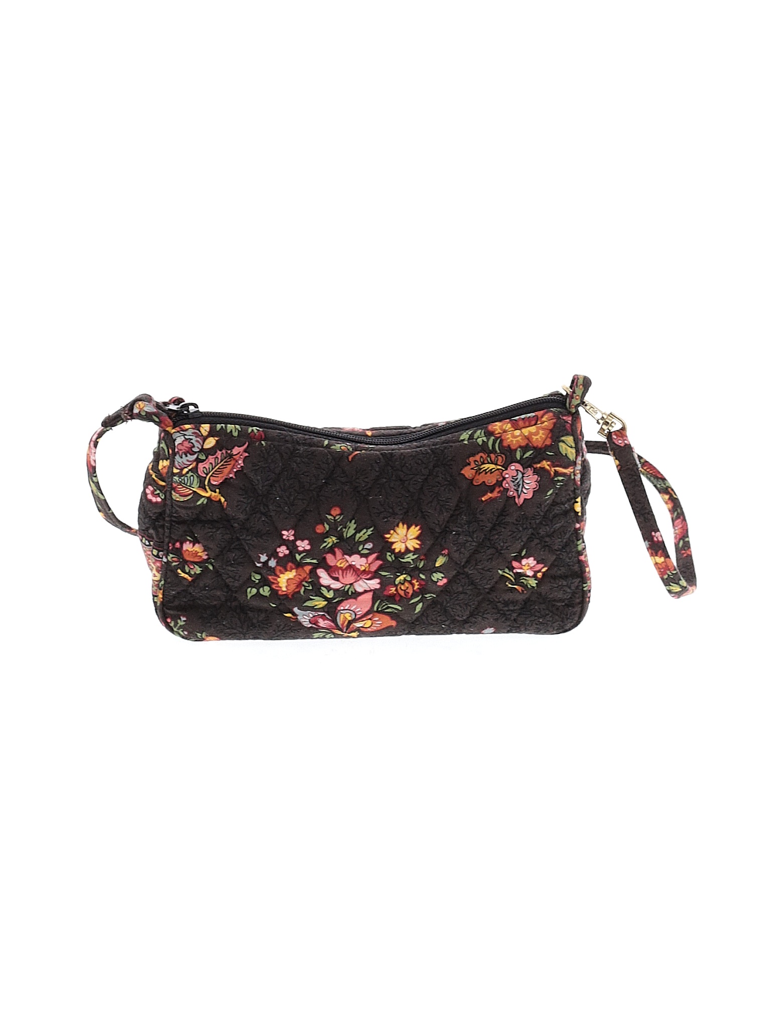 Vera Bradley Floral Black Brown Leather Crossbody Bag One Size 71