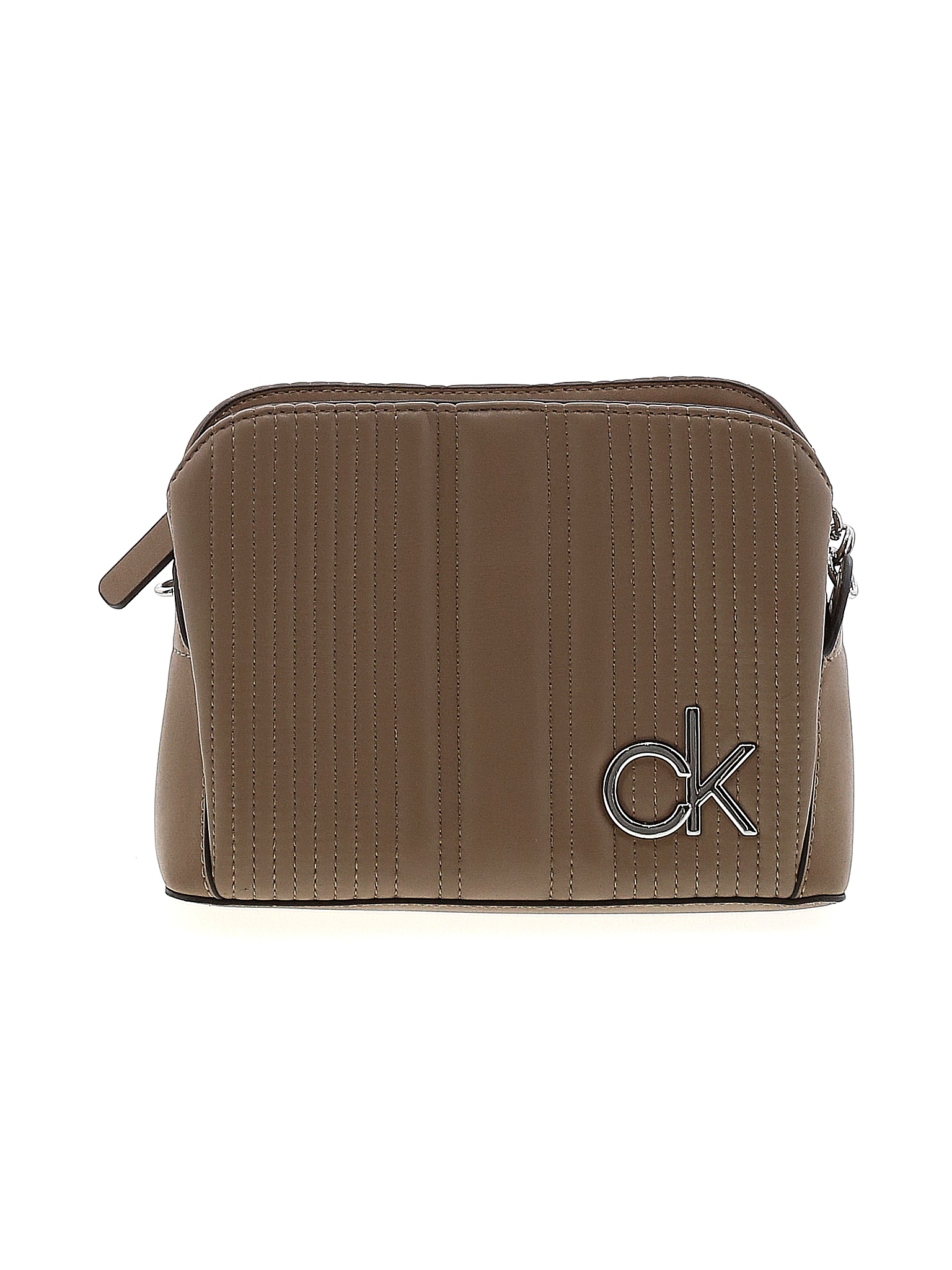 Calvin Klein 100 Leather Solid Brown Tan Leather Crossbody Bag One