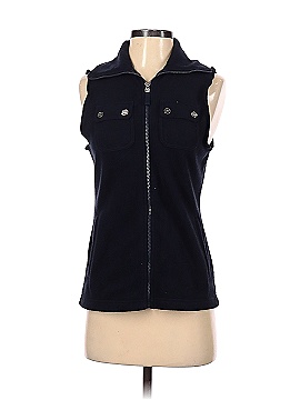 Polyester Solid Black Blue Sweater Vest 