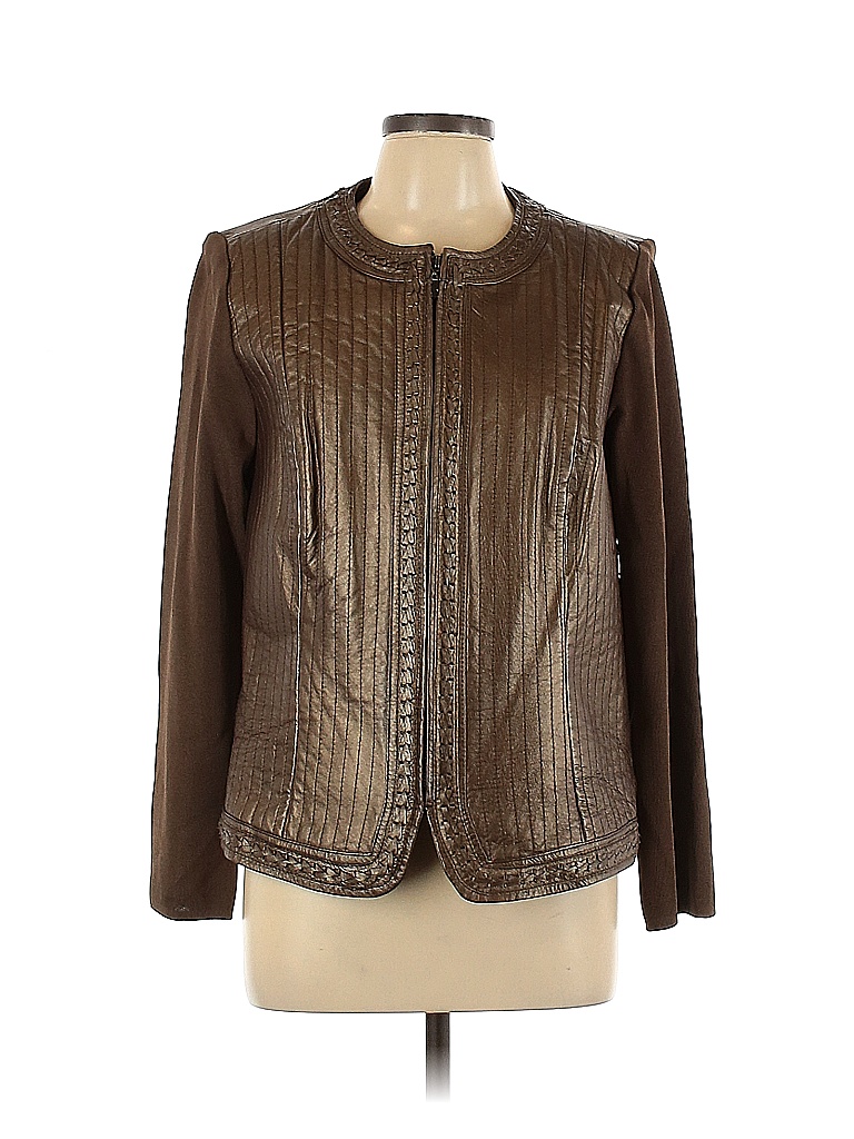 Nygard Collection 100% Leather Solid Brown Leather Jacket Size L - 74% ...