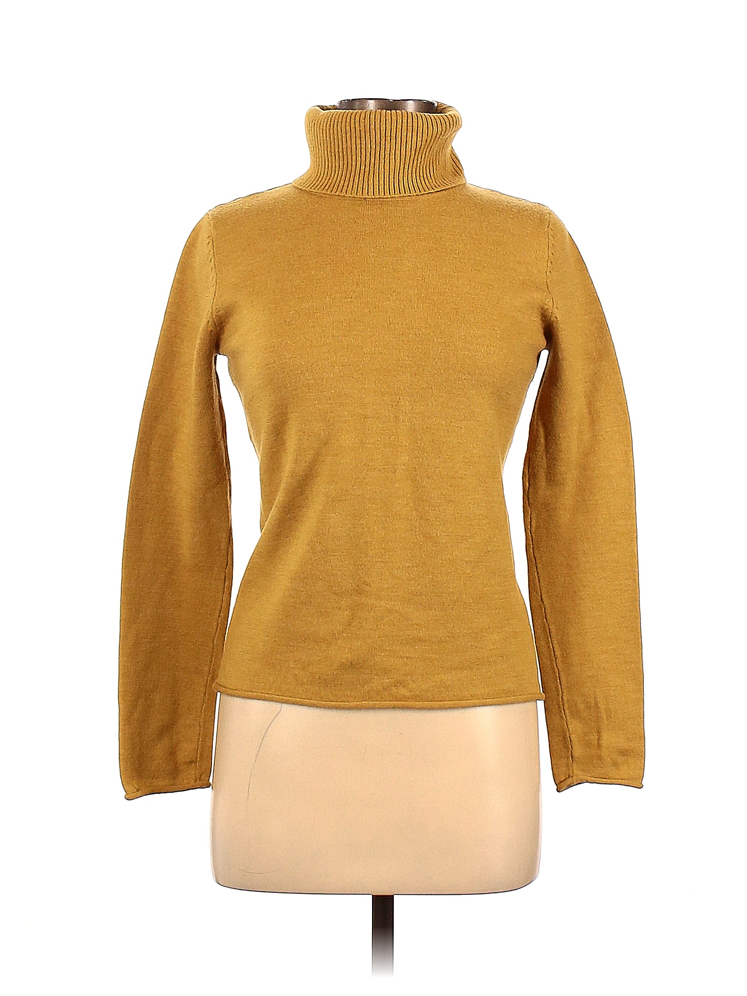 The Limited 100% Merino Solid Yellow Orange Turtleneck Sweater Size M ...