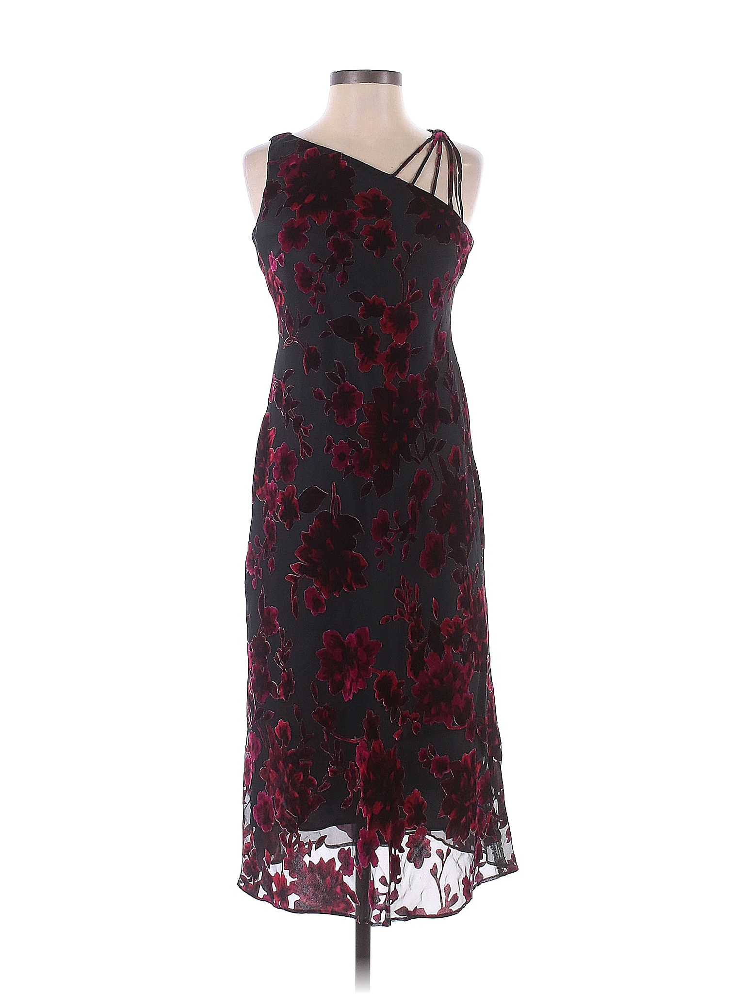 Evan Picone Mesh Front Floral Swag Back Midi Dress Size 10 main image 1