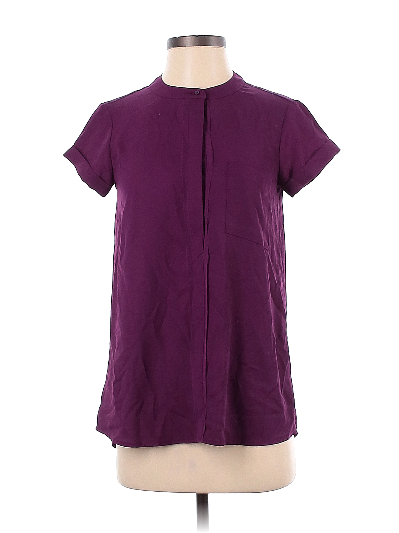 Simply Vera Vera Wang 100% Polyester Solid Purple Short Sleeve Blouse ...