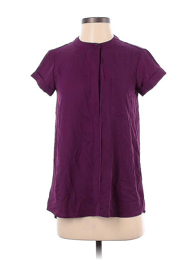 Simply Vera Vera Wang 100% Polyester Solid Purple Short Sleeve Blouse ...