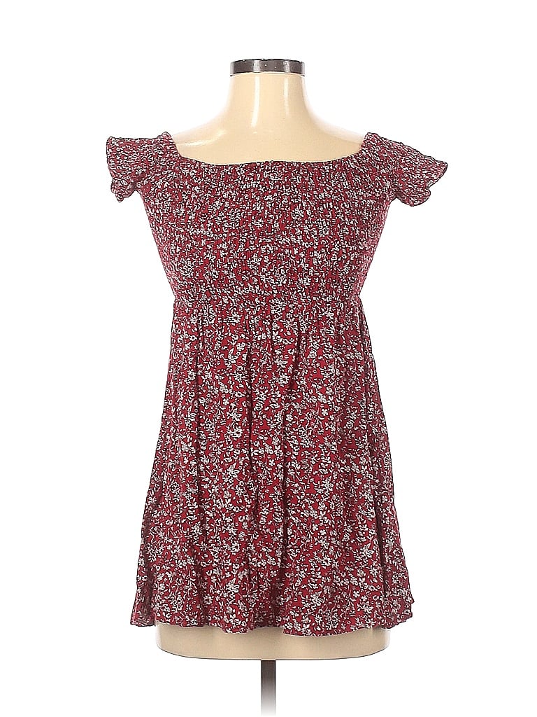 Unbranded Floral Motif Burgundy Red Casual Dress Size S - photo 1