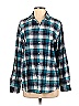 Assorted Brands 100% Cotton Plaid Teal Blue Long Sleeve Button-Down Shirt Size M - photo 1