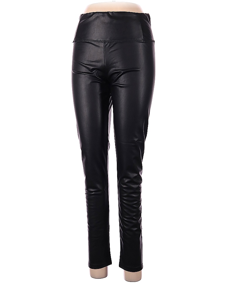 7 For All Mankind 100% Polyurethane Solid Black Faux Leather Pants Size ...