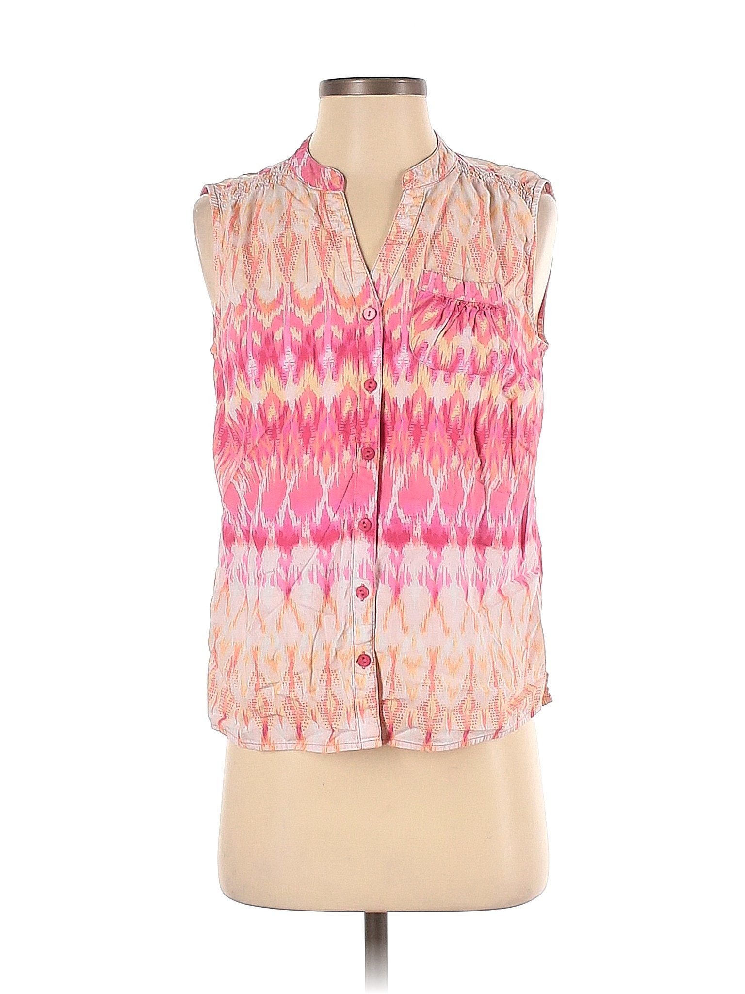 Erika Chevron-herringbone Pink Sleeveless Top Size S - 58% off | thredUP