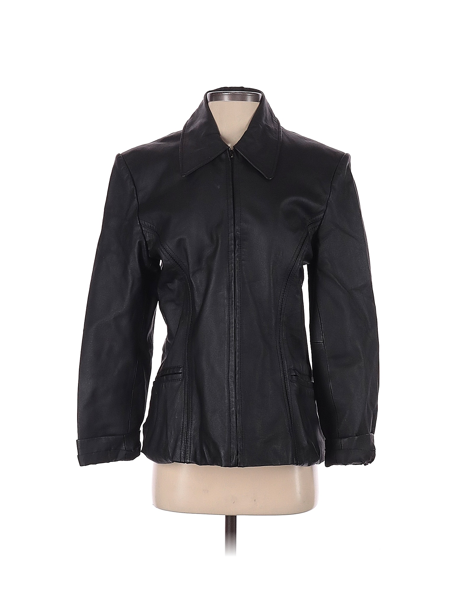 ColeBrook 100% Leather Solid Black Leather Jacket Size S - 63% off ...