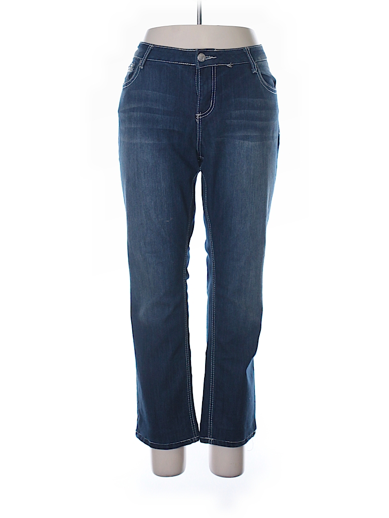 Love Indigo Solid Dark Blue Jeans Size 18 (Plus) - 75% off | thredUP