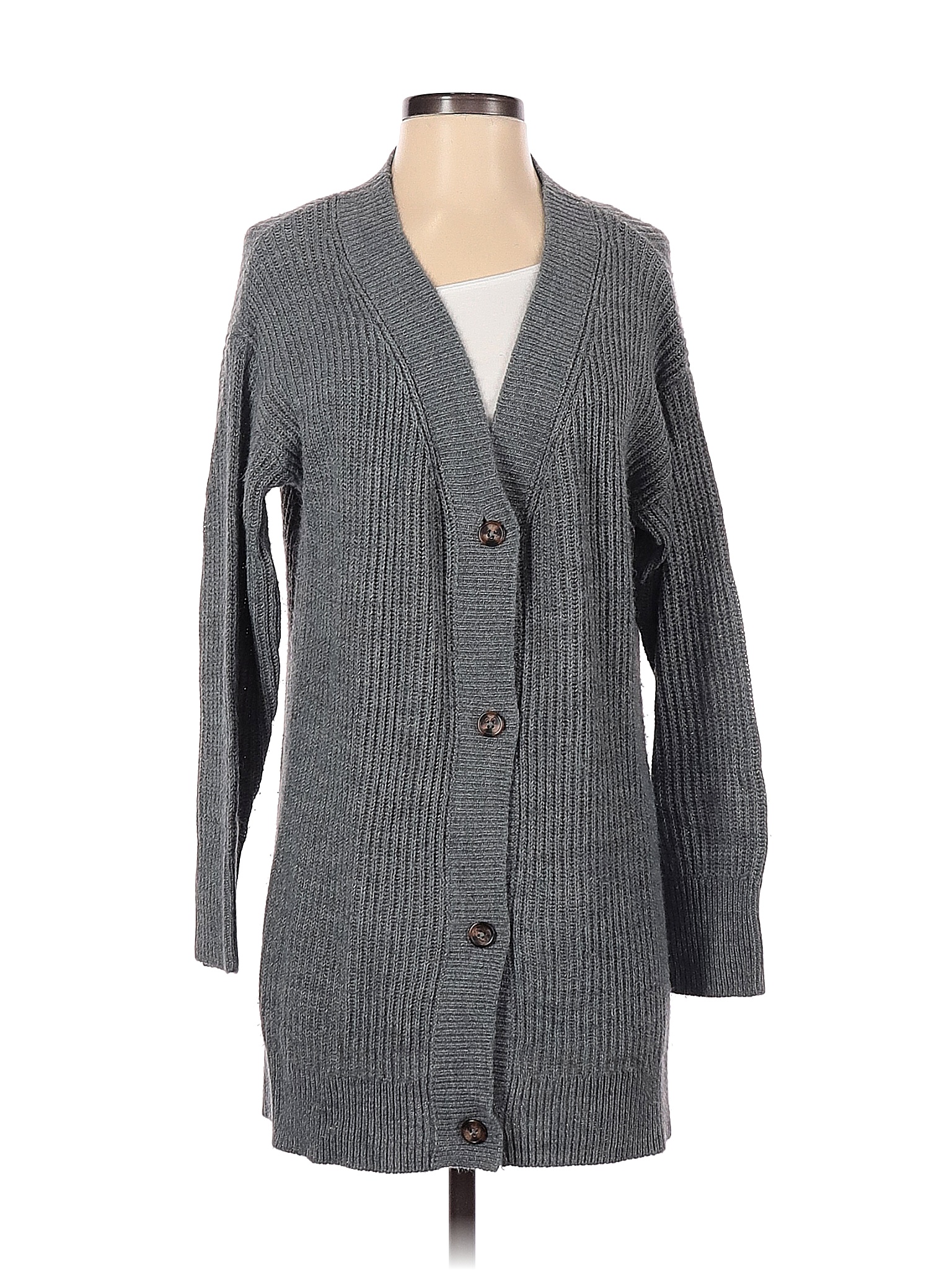 Falls Creek 100 Acrylic Solid Gray Cardigan Size M 70 off thredUP