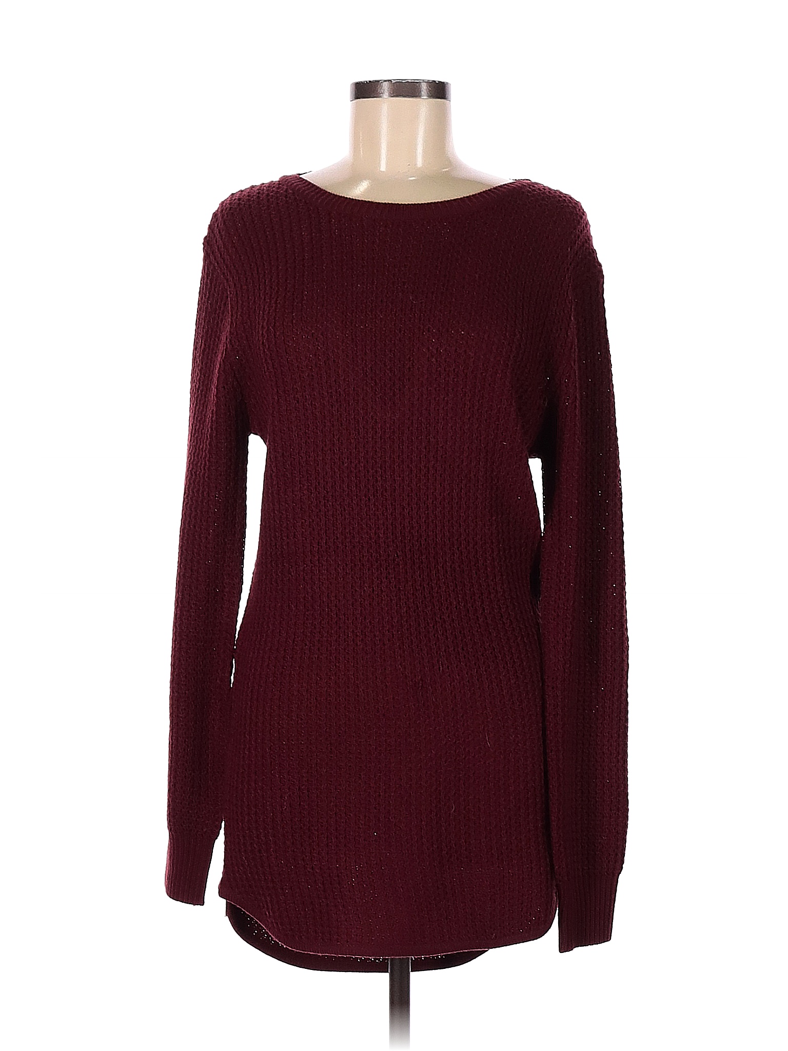 Mandee 100% Acrylic Solid Color Block Maroon Burgundy Pullover Sweater ...