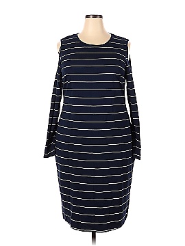 City Chic Relax Me Sleeveless Stretch Cotton Hoodie Dress In Navy Size Xx Large 5