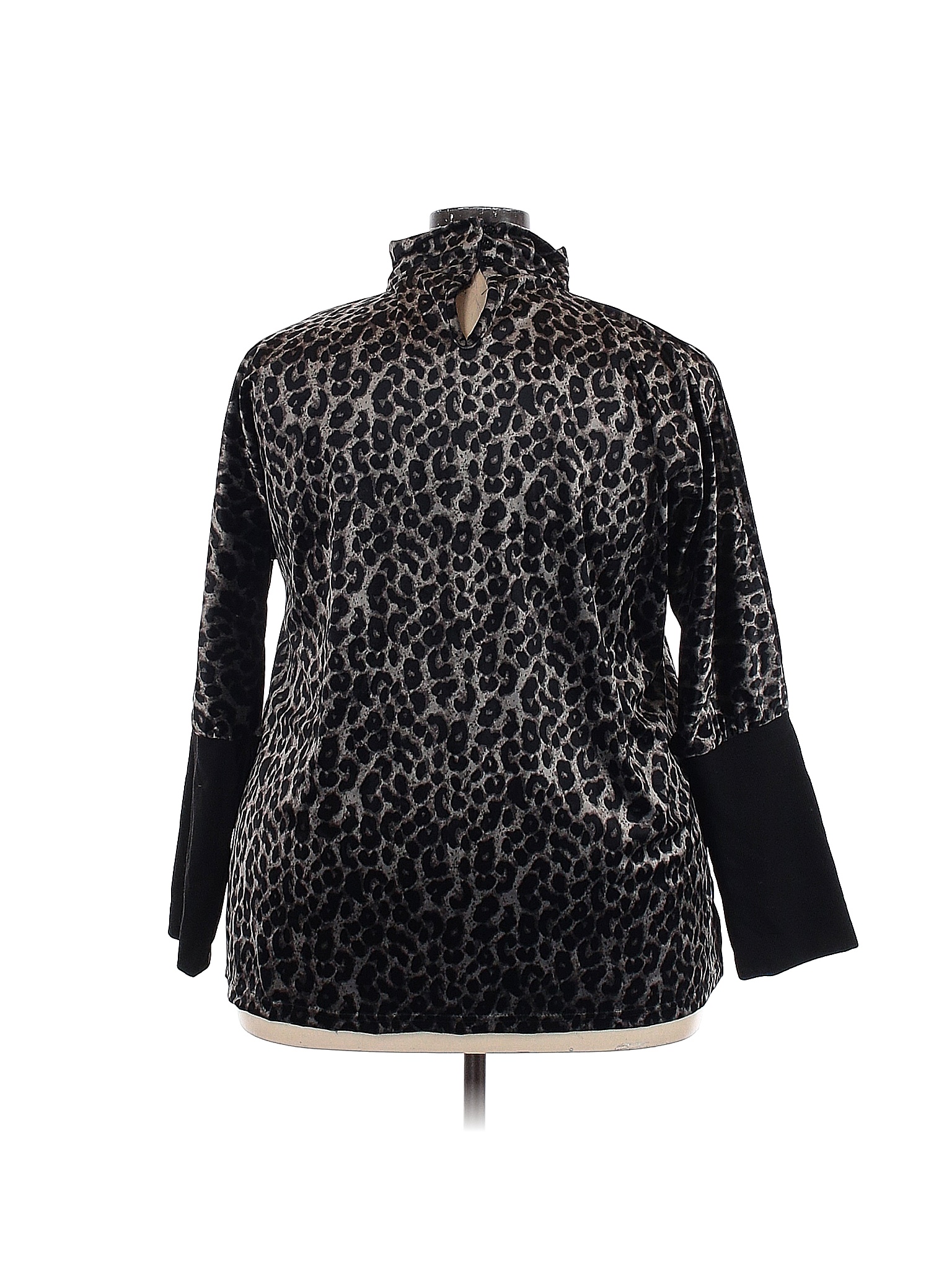 Weekend Suzanne Betro 100% Polyester Animal Print Black Long Sleeve ...