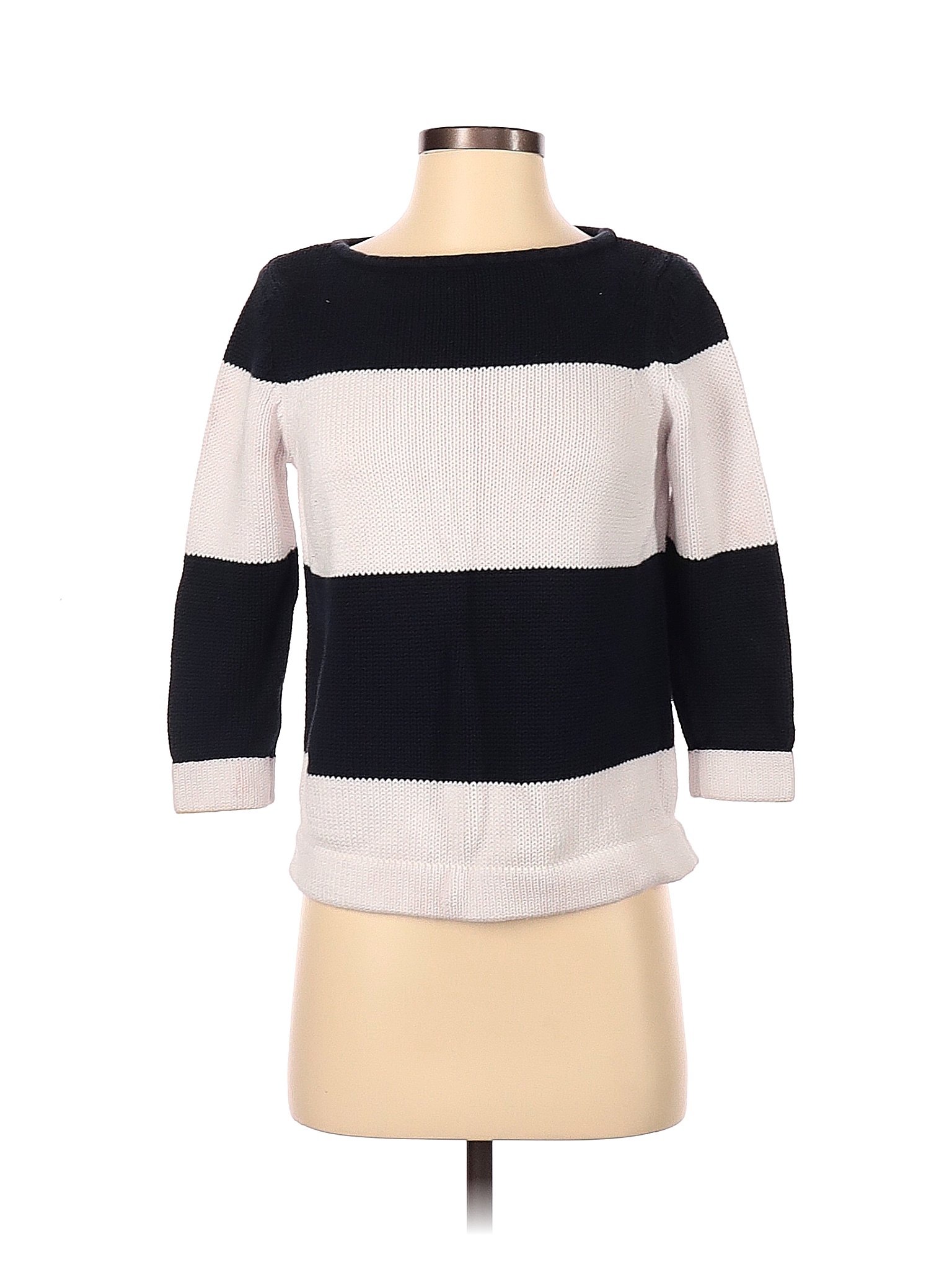 Evan Picone 100% Cotton Stripes Color Block Blue Pullover Sweater Size ...