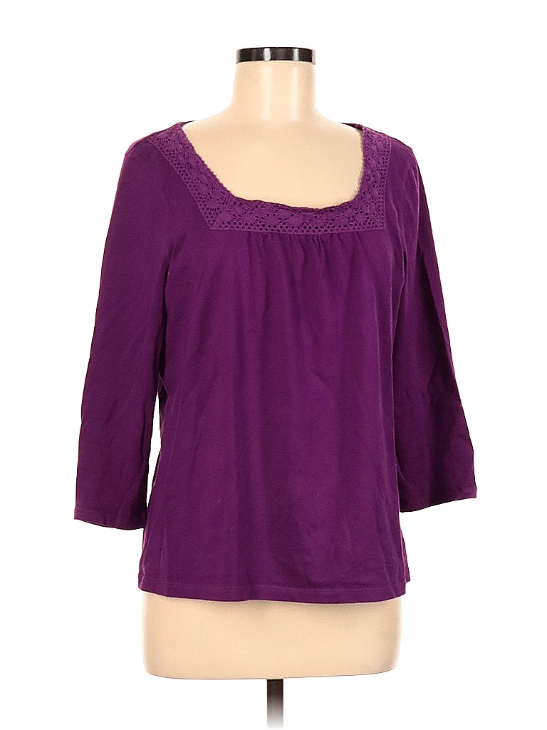 Bobbie Brooks 100% Cotton Solid Colored Purple Long Sleeve Top Size M ...