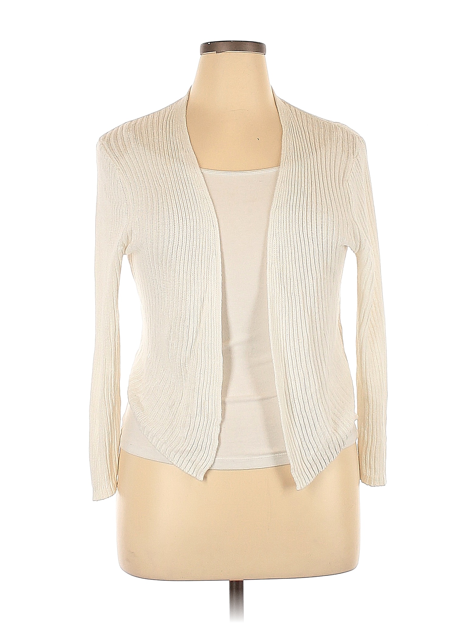 Cable & Gauge Color Block Solid Ivory White Cardigan Size L - 60% off ...