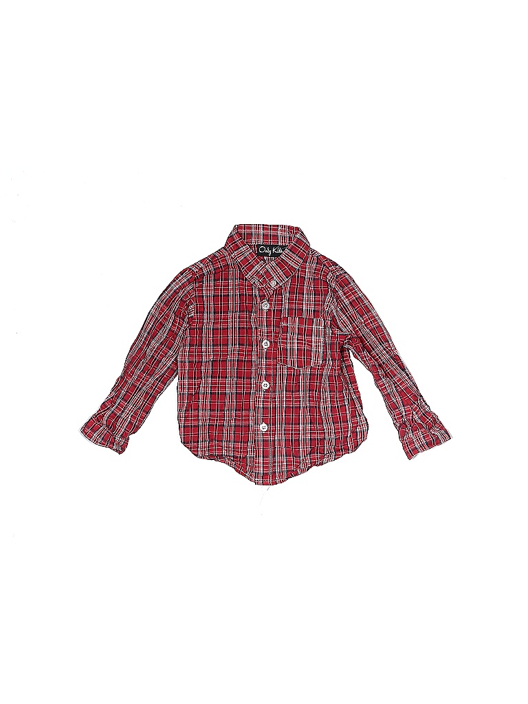 Only Kids 100% Cotton Plaid Maroon Red Long Sleeve Button-Down Shirt Size 2T - photo 1