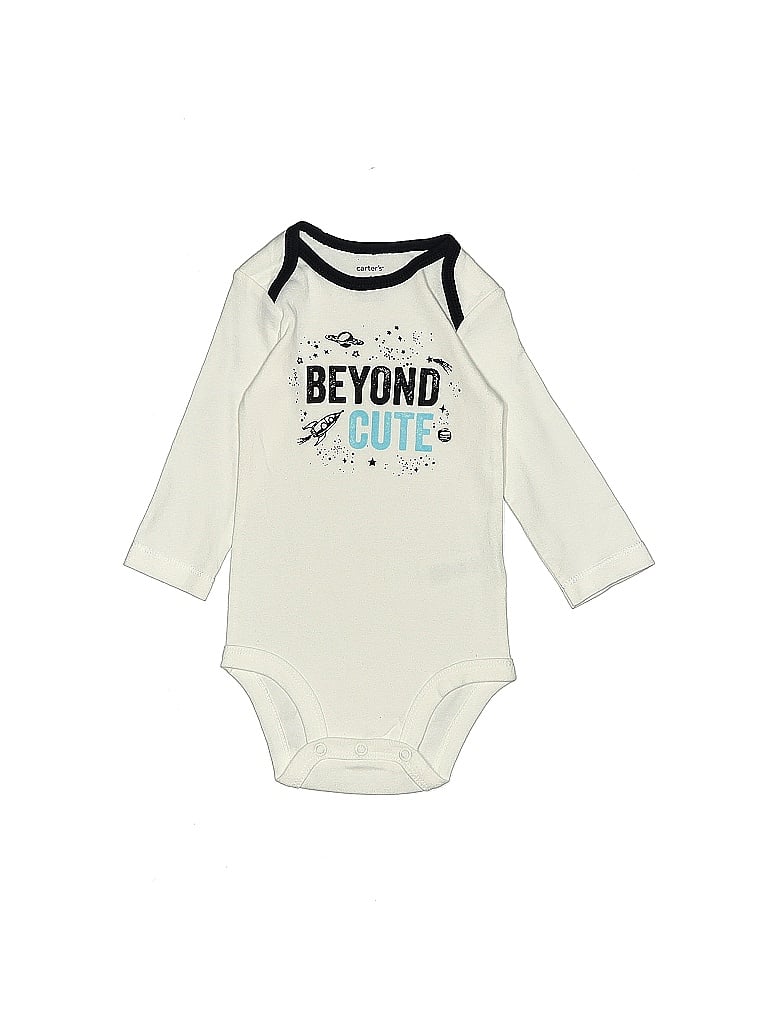 Pre-owned Carter's Babies' Long Sleeve Onesie In White