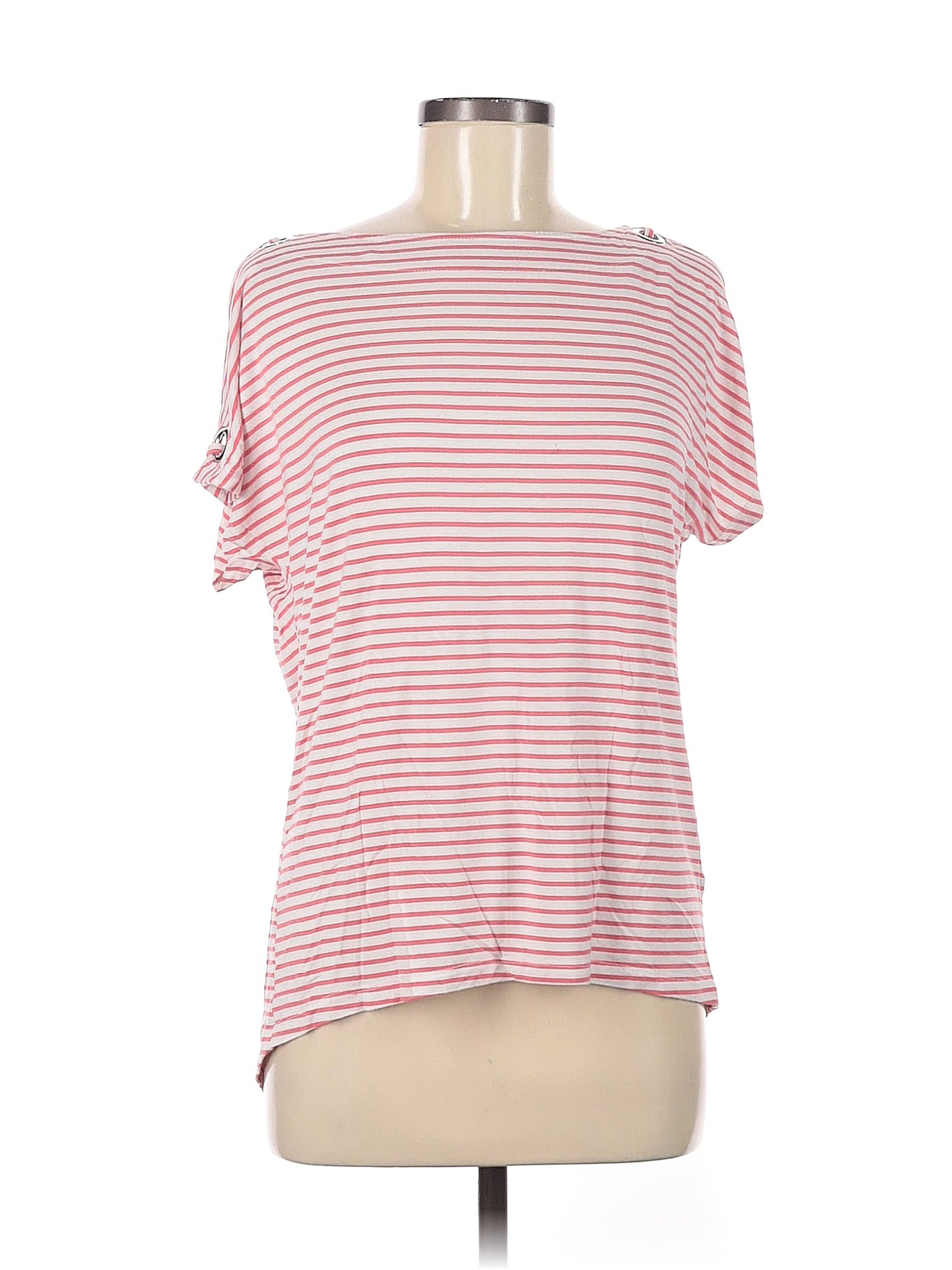 Cable And Gauge Stripes Pink Short Sleeve Top Size M 55 Off Thredup