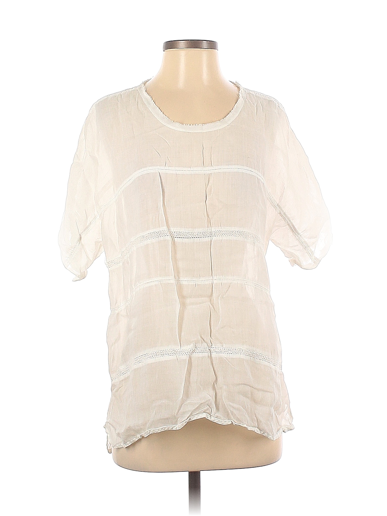 Vince. 100% Ramie Solid Ivory White Short Sleeve Blouse Size S - 82% ...