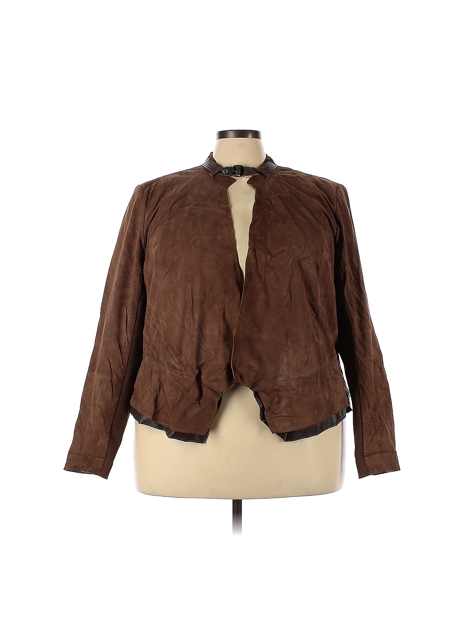 Sejour 100% Leather Solid Brown Leather Jacket Size 22 (Plus) - 67% off ...