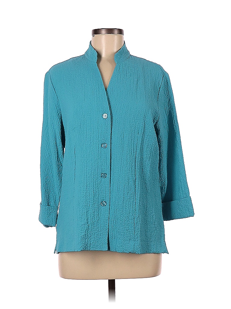 Draper's & Damon's Solid Teal Blue Long Sleeve Blouse Size M - 77% off ...