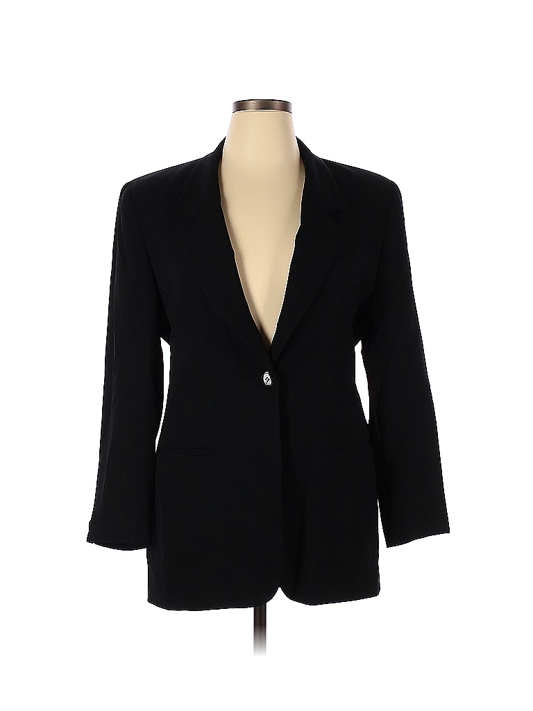 Evan Picone 100% Worsted Wool Solid Black Wool Blazer Size 14 - 77% off ...