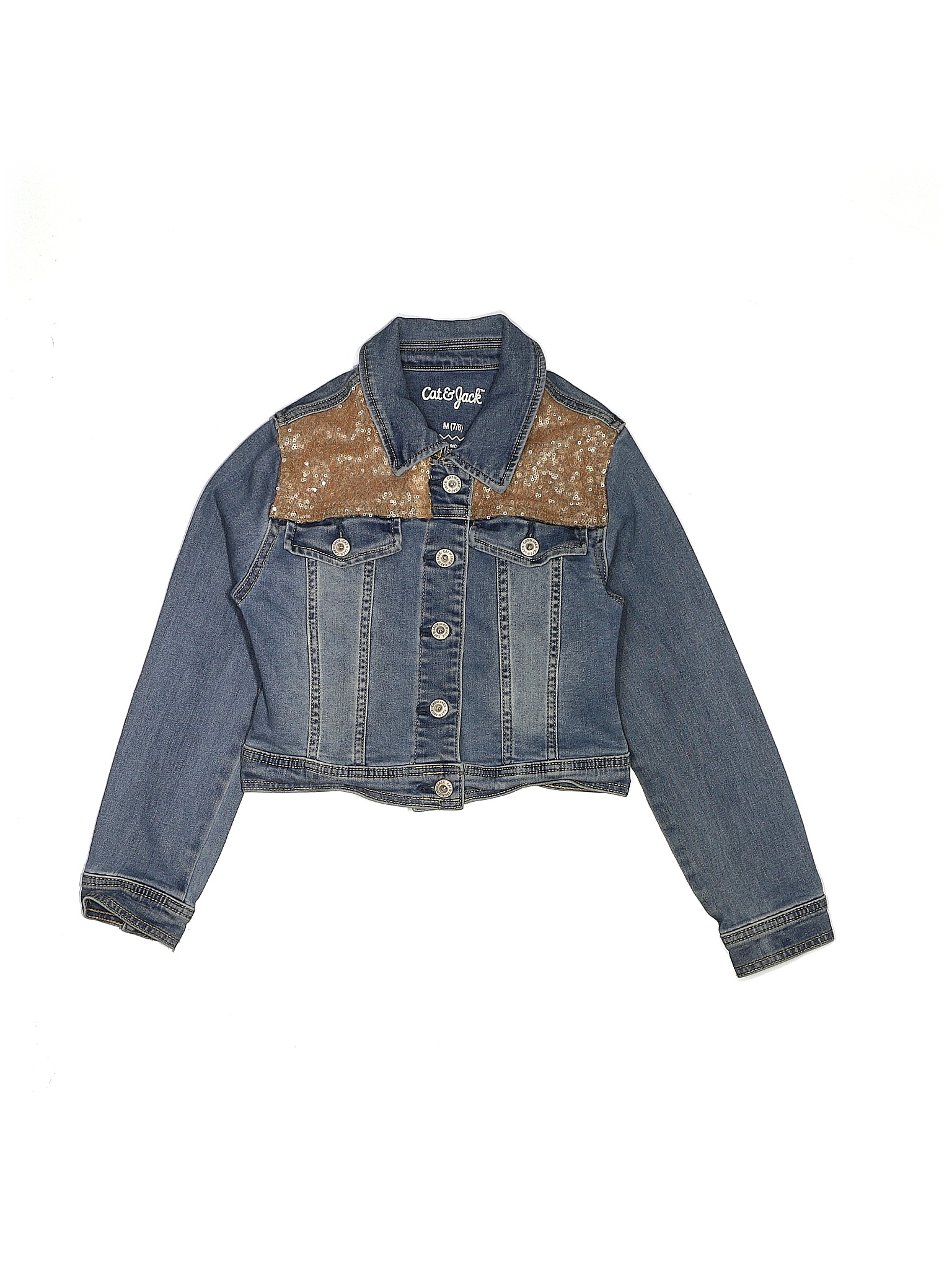 Cat \u0026 Jack Blue Denim Vest Size 7 - 60 