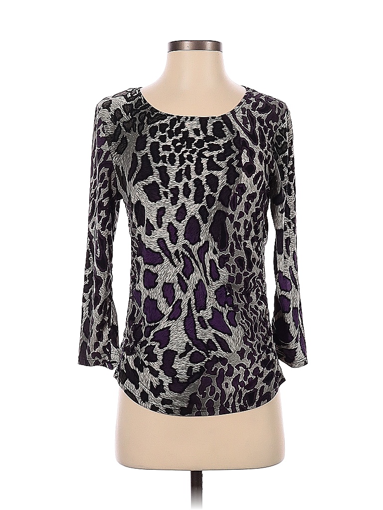 Peter Nygard 100% Cotton Animal Print Purple 3/4 Sleeve T-Shirt Size S ...