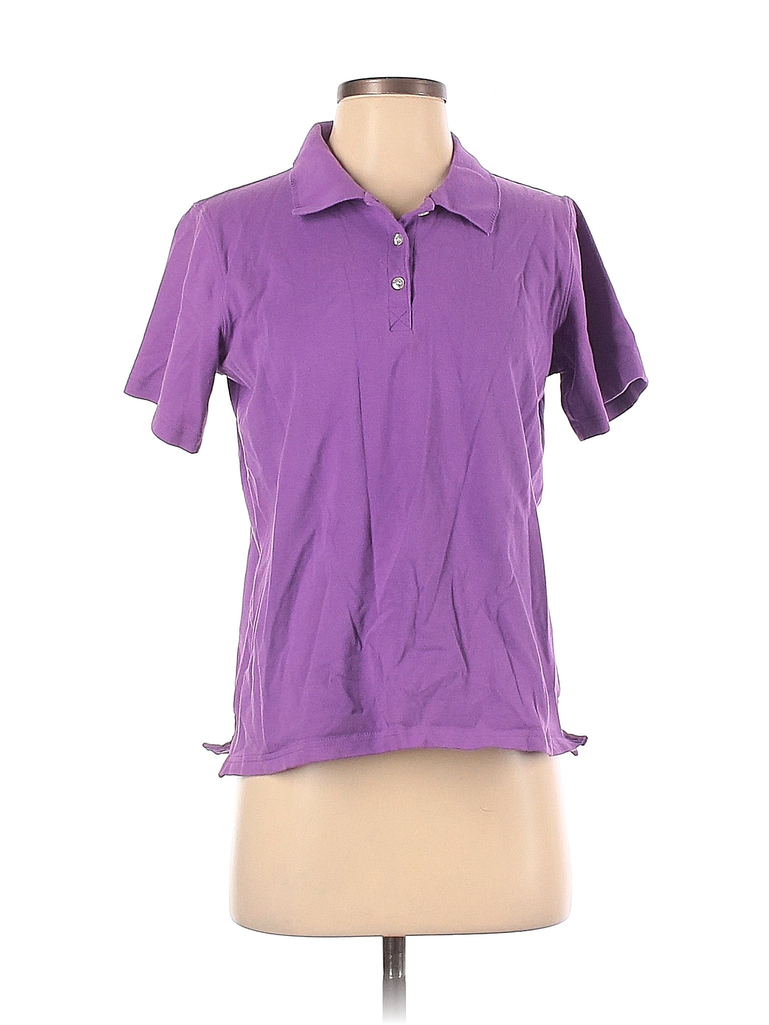 Bobbie Brooks 100 Cotton Solid Purple Short Sleeve Polo Size S 72