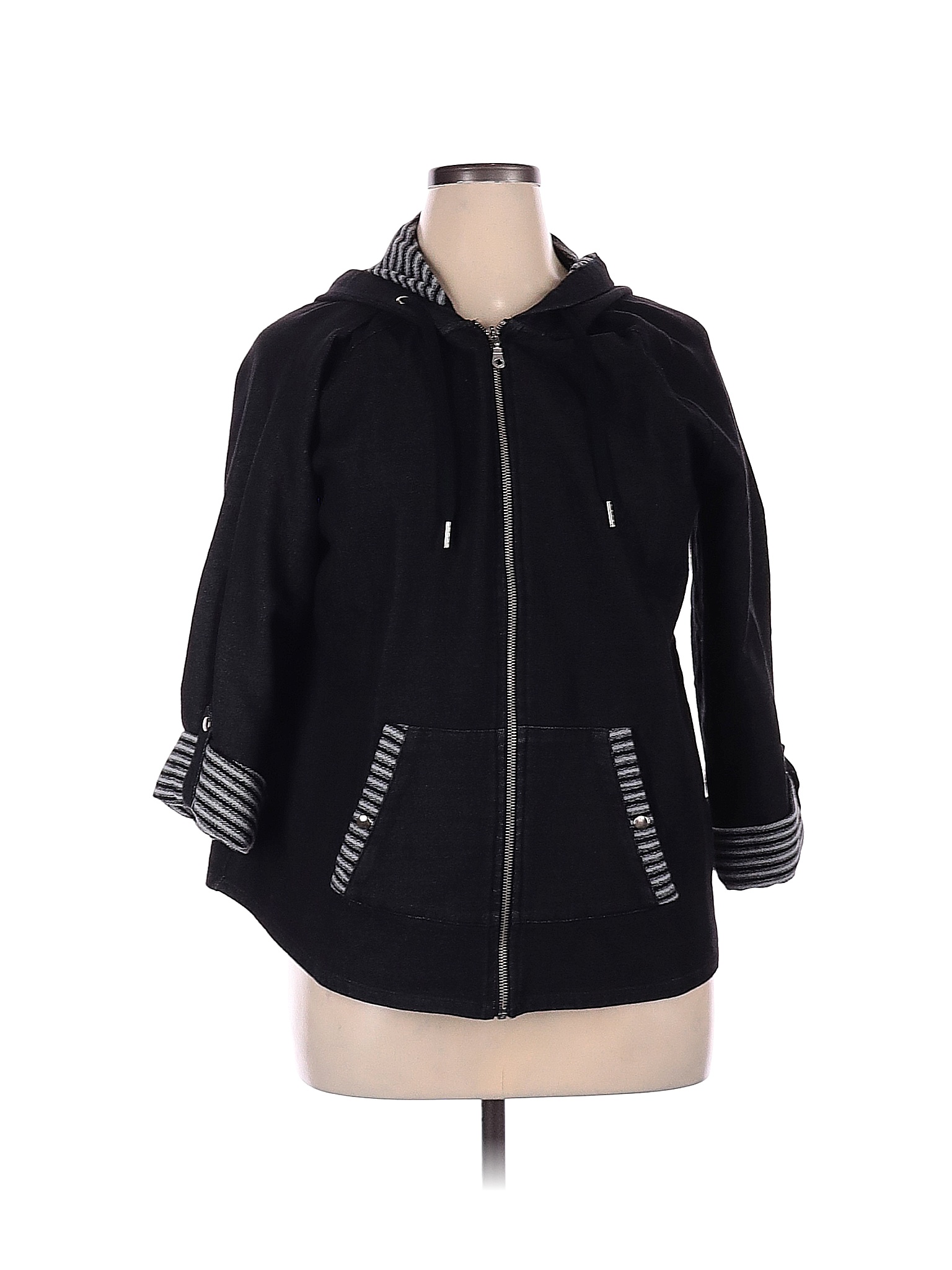 Ruby Rd. Solid Black Zip Up Hoodie Size XL - 71% off | thredUP
