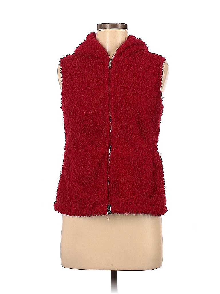 J.Jill 100 Polyester Solid Red Faux Fur Vest Size S 66 off thredUP