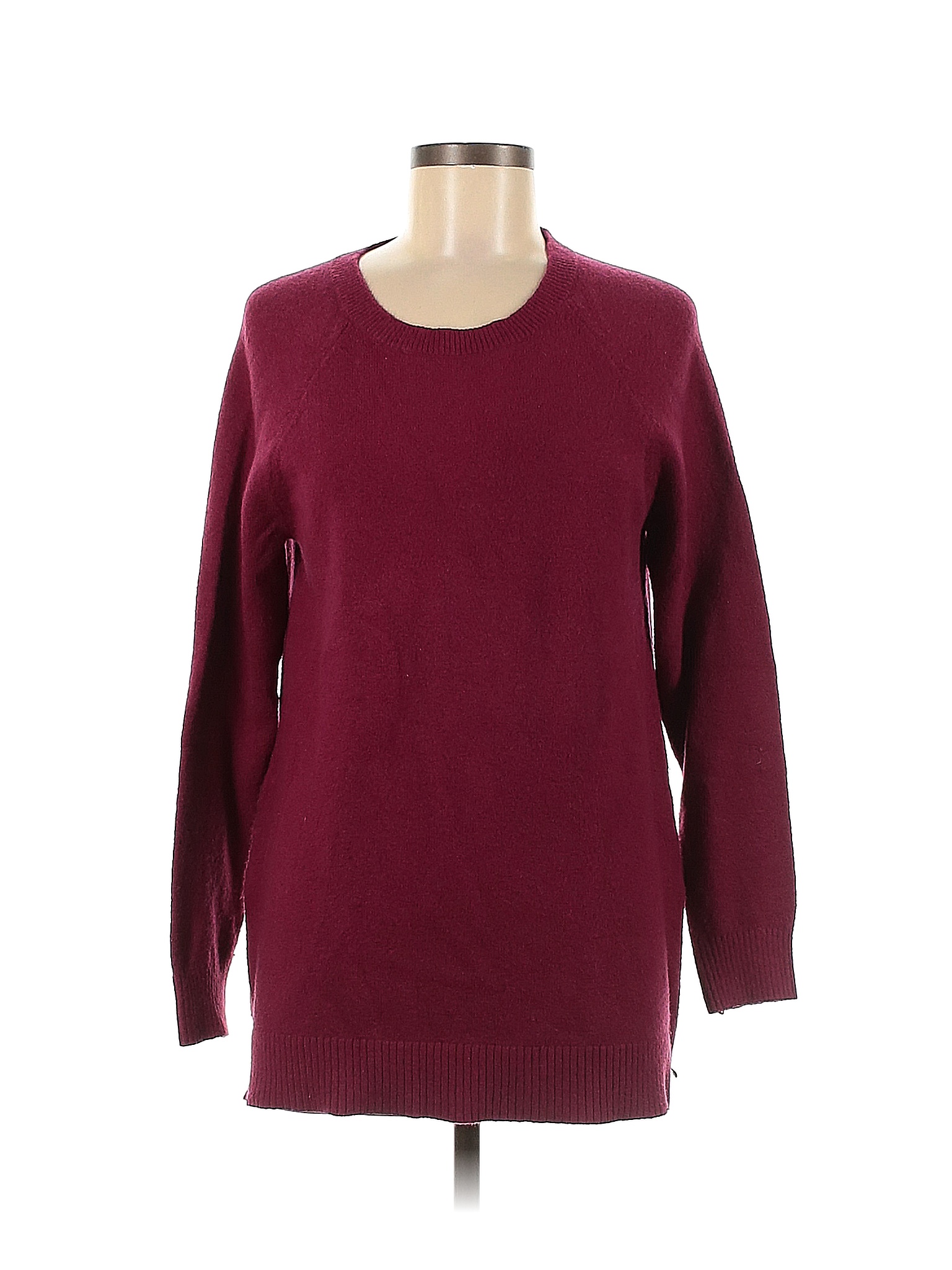 Ann Taylor Loft Solid Color Block Maroon Burgundy Pullover Sweater Size