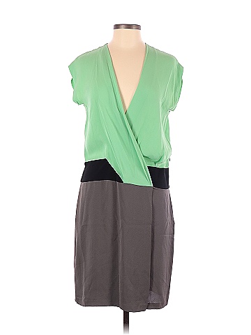 Diane von Furstenberg 100% Silk Color Block Green Cocktail Dress Size 6 -  75% off | ThredUp