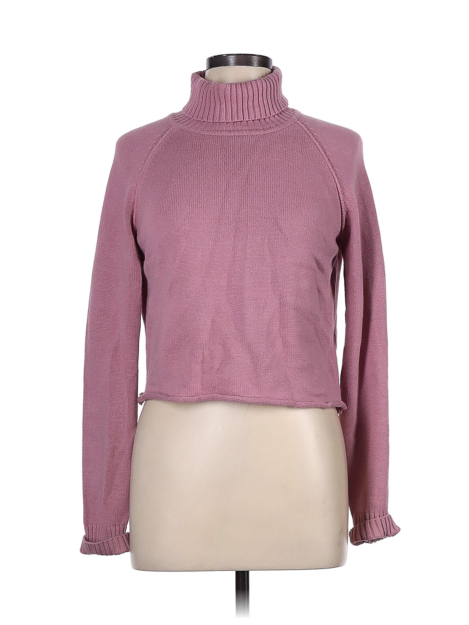 Jeanne Pierre 100% Cotton Solid Purple Pink Turtleneck Sweater Size L ...