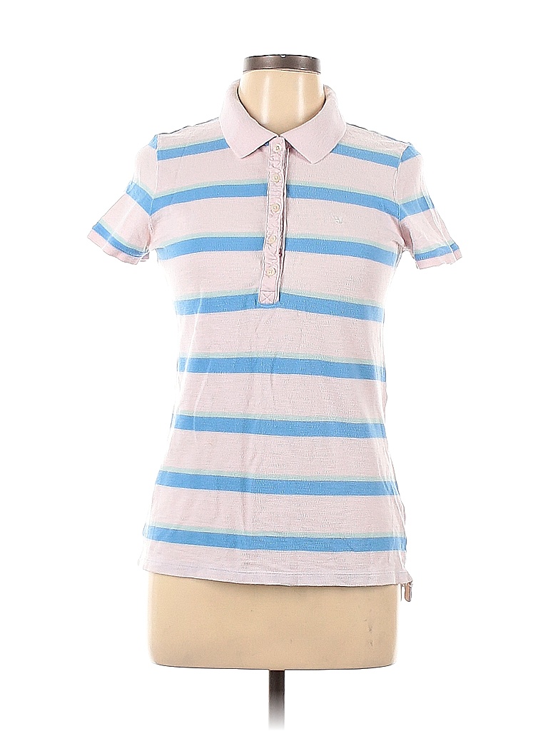 American Eagle Outfitters Stripes Pink Short Sleeve Polo Size L 64