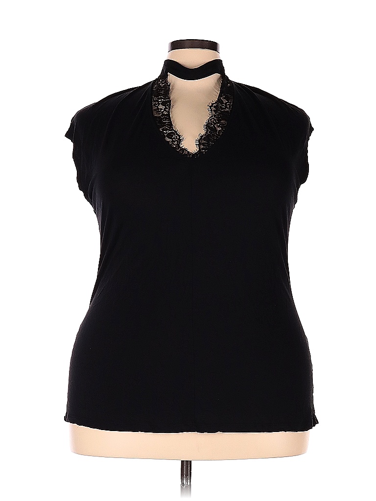 Sejour 100% Rayon Solid Black Short Sleeve Top Size 3X (Plus) - 56% off ...