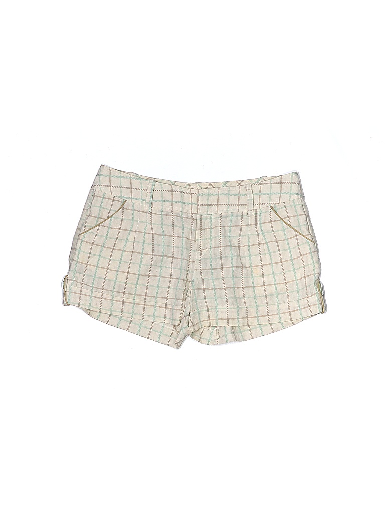 DKNY Plaid Argyle Checkered-gingham Grid Tweed Ivory Tan Shorts Size 9 - photo 1