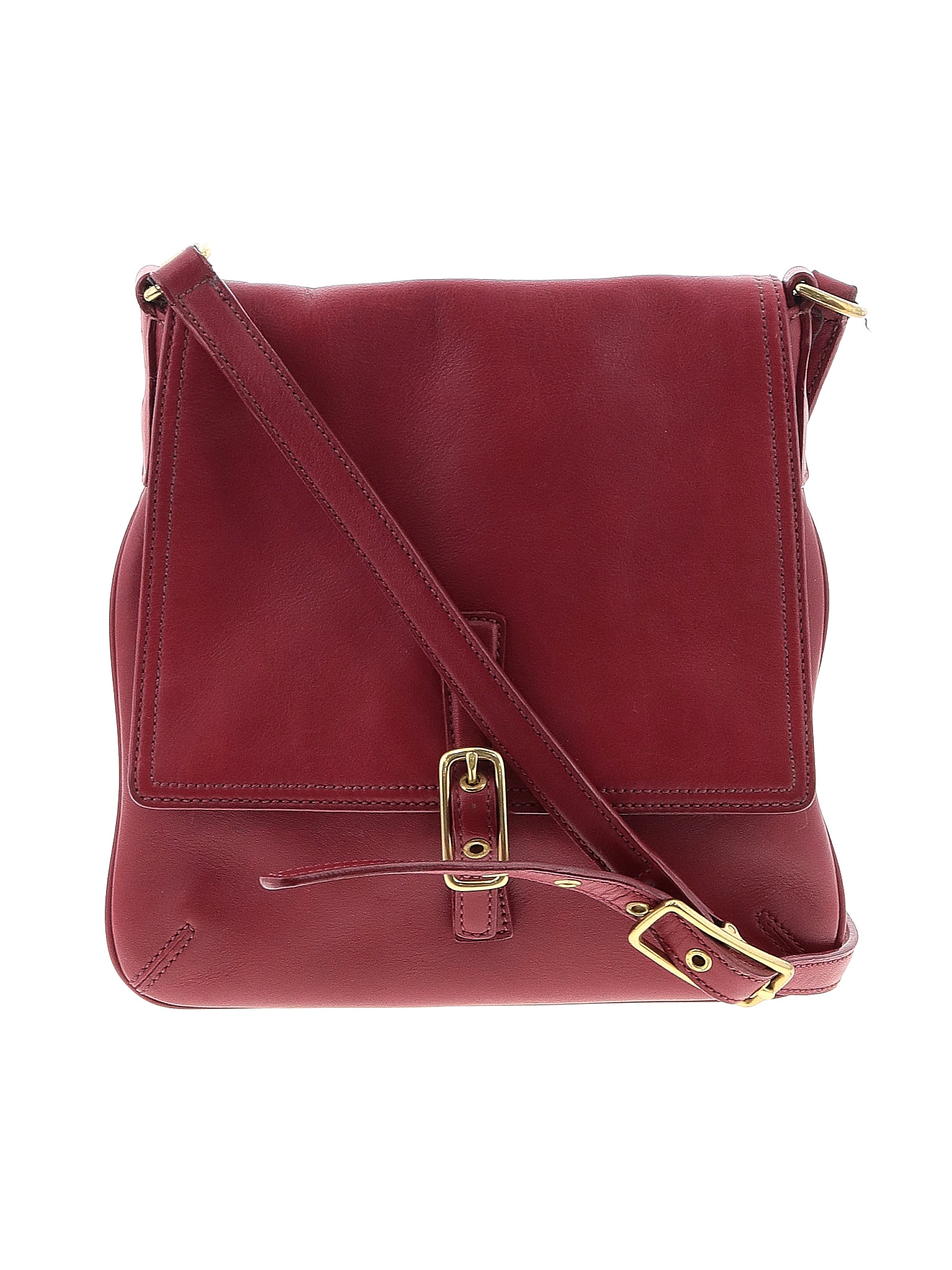 Coach 100% Leather Solid Maroon Red Leather Crossbody Bag One Size - 77 ...