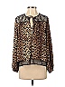 Zara Basic Animal Print Leopard Print Brown Tan Long Sleeve Blouse Size S - photo 1